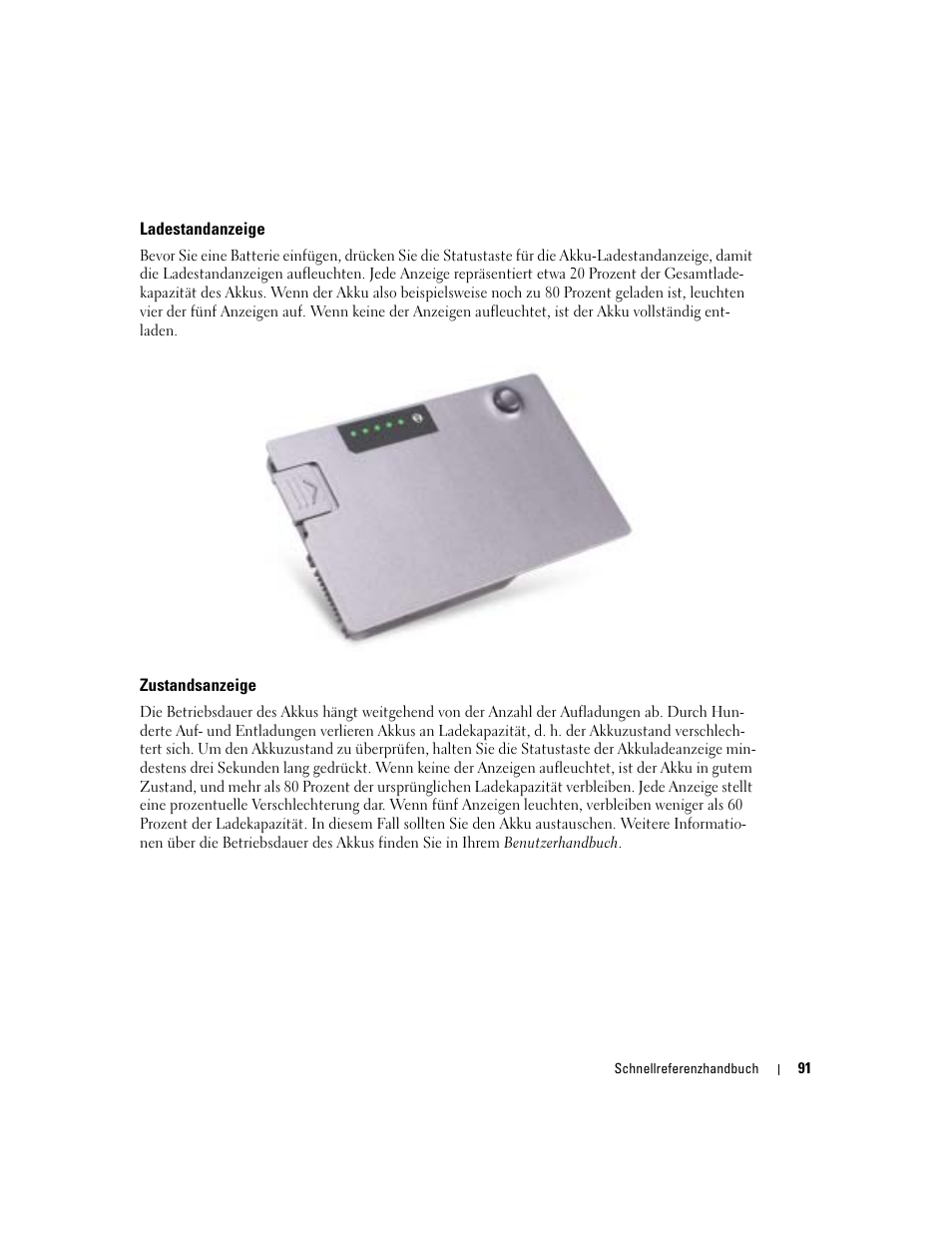 Ladestandanzeige, Zustandsanzeige | Dell Latitude D510 User Manual | Page 91 / 156