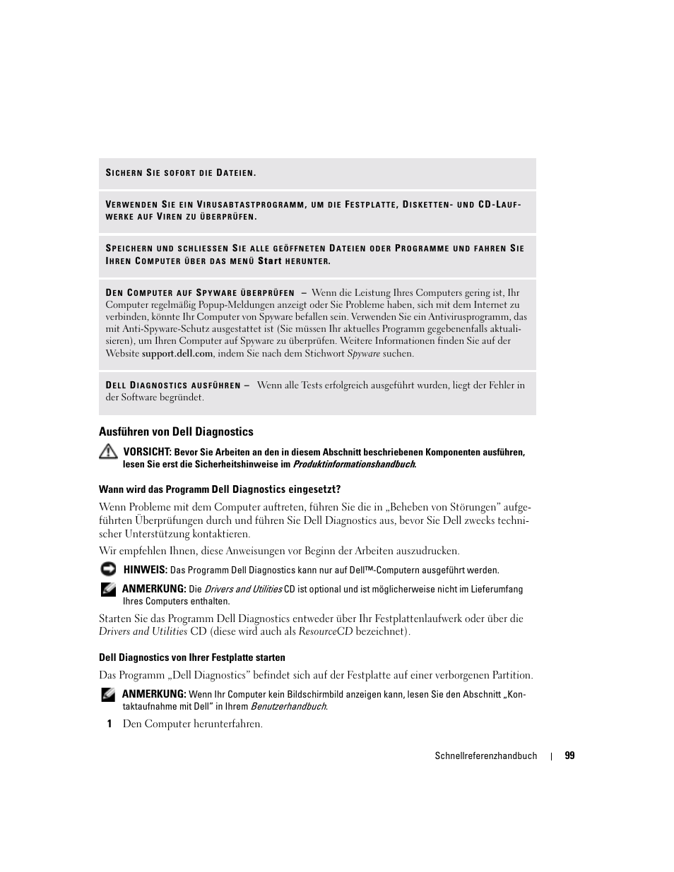 Ausführen von dell diagnostics | Dell Latitude D510 User Manual | Page 99 / 156