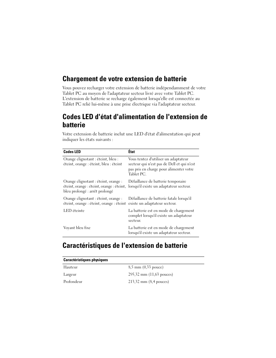 Chargement de votre extension de batterie, Caractéristiques de l'extension de batterie | Dell Latitude XT2 (Early 2009) User Manual | Page 34 / 88