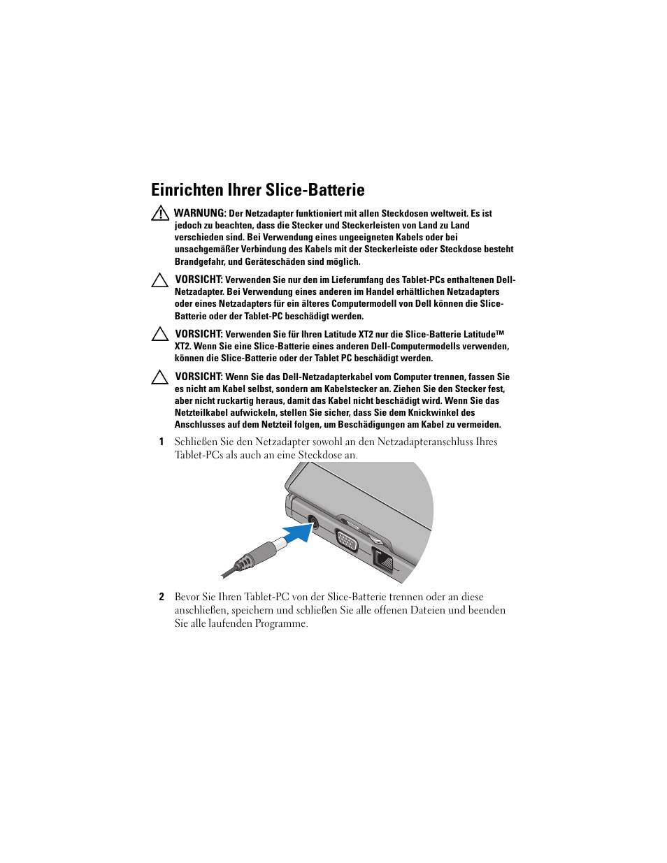 Einrichten ihrer slice-batterie | Dell Latitude XT2 (Early 2009) User Manual | Page 38 / 88
