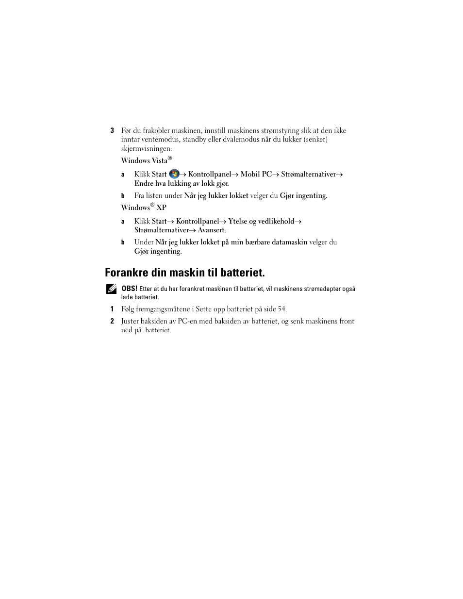 Forankre din maskin til batteriet | Dell Latitude XT2 (Early 2009) User Manual | Page 55 / 88