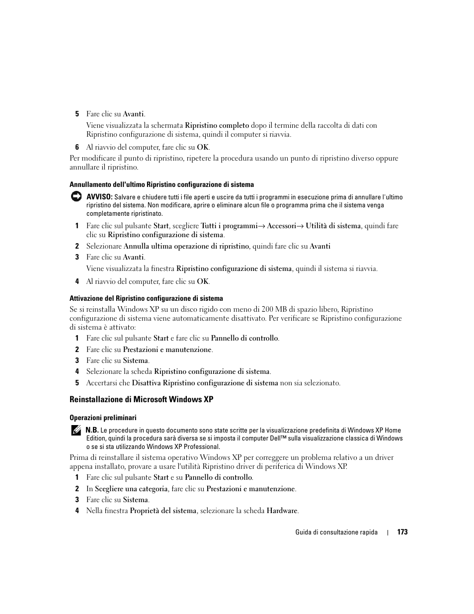 Reinstallazione di microsoft windows xp | Dell OptiPlex 320 User Manual | Page 173 / 266