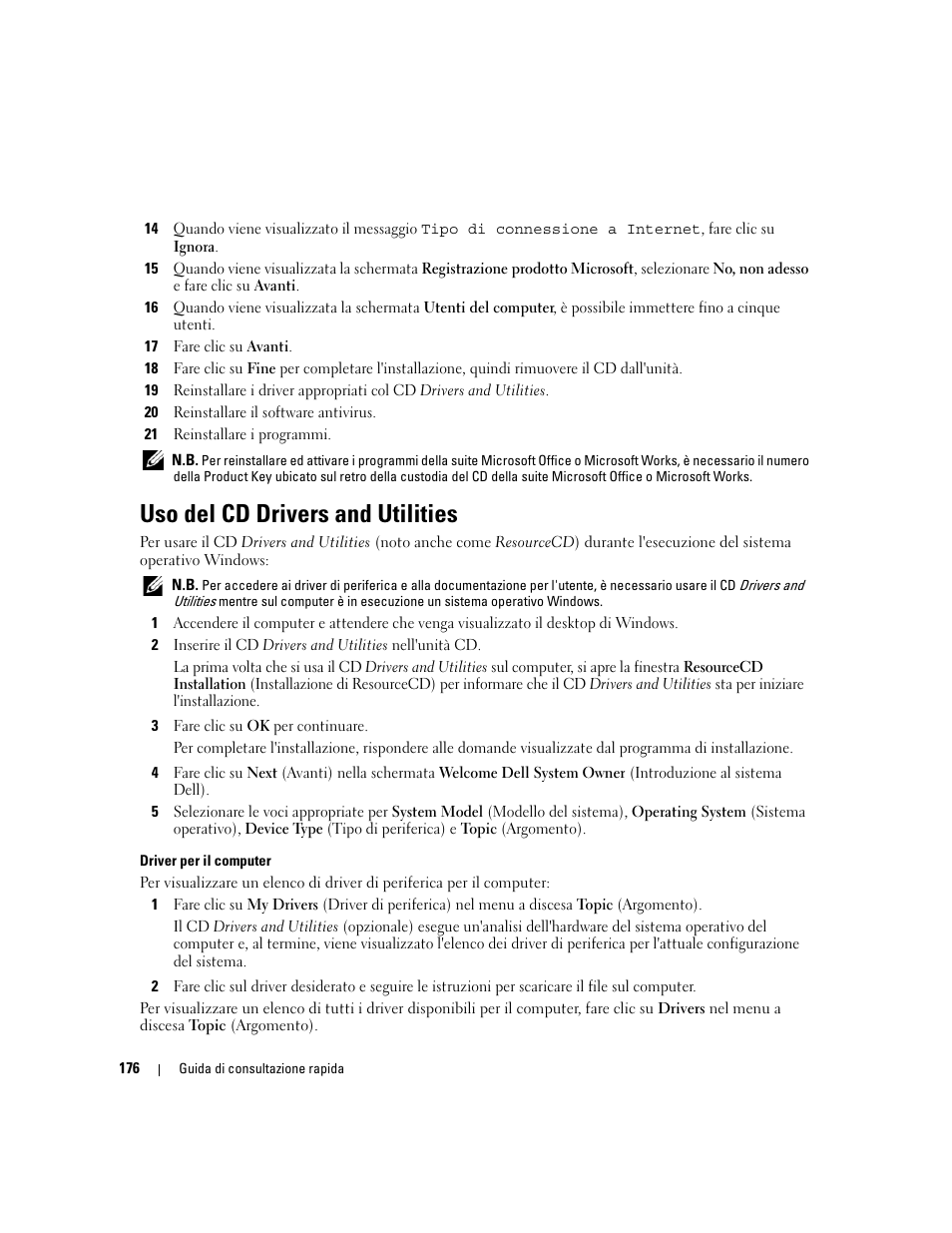 Uso del cd drivers and utilities | Dell OptiPlex 320 User Manual | Page 176 / 266
