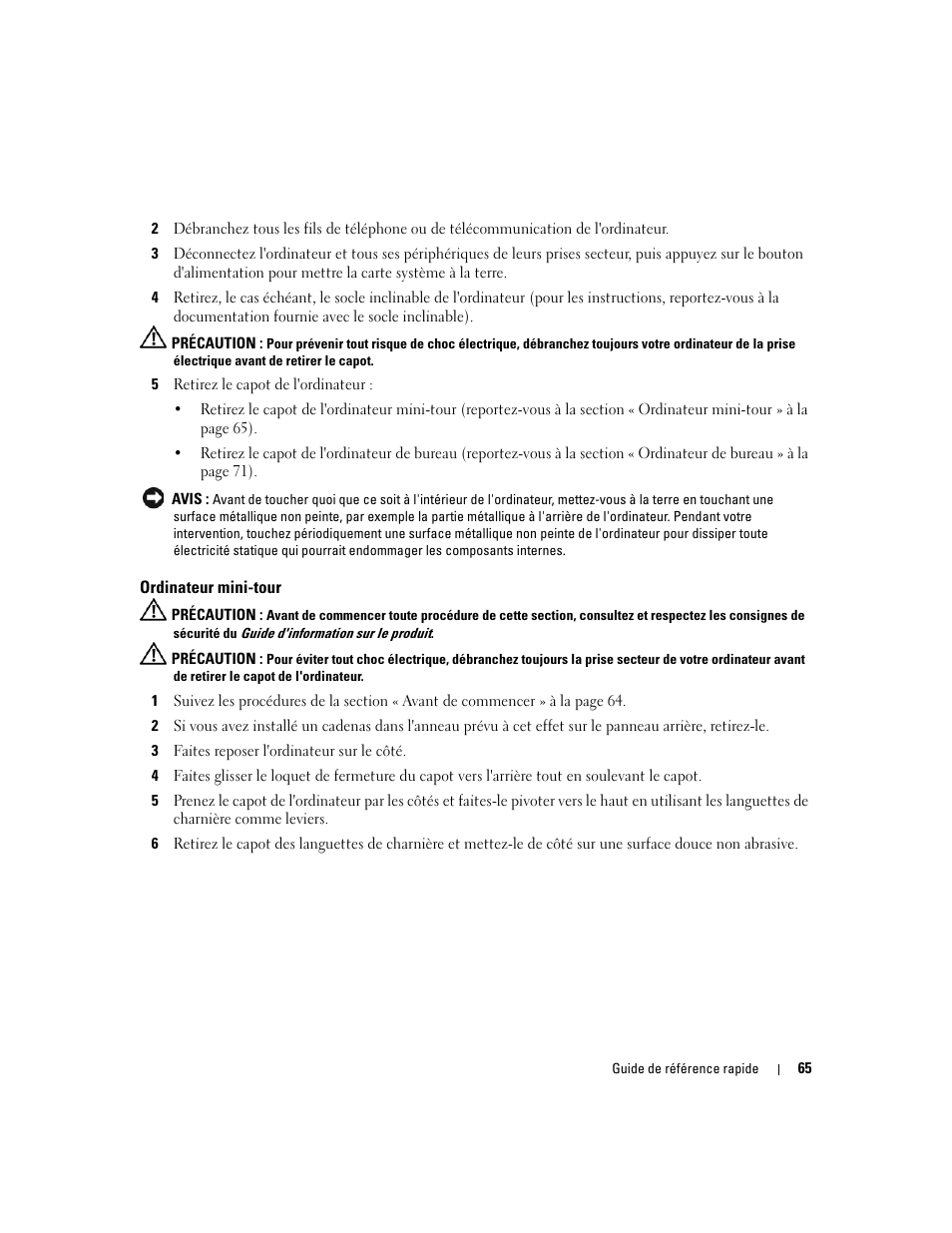 Ordinateur mini-tour | Dell OptiPlex 320 User Manual | Page 65 / 266