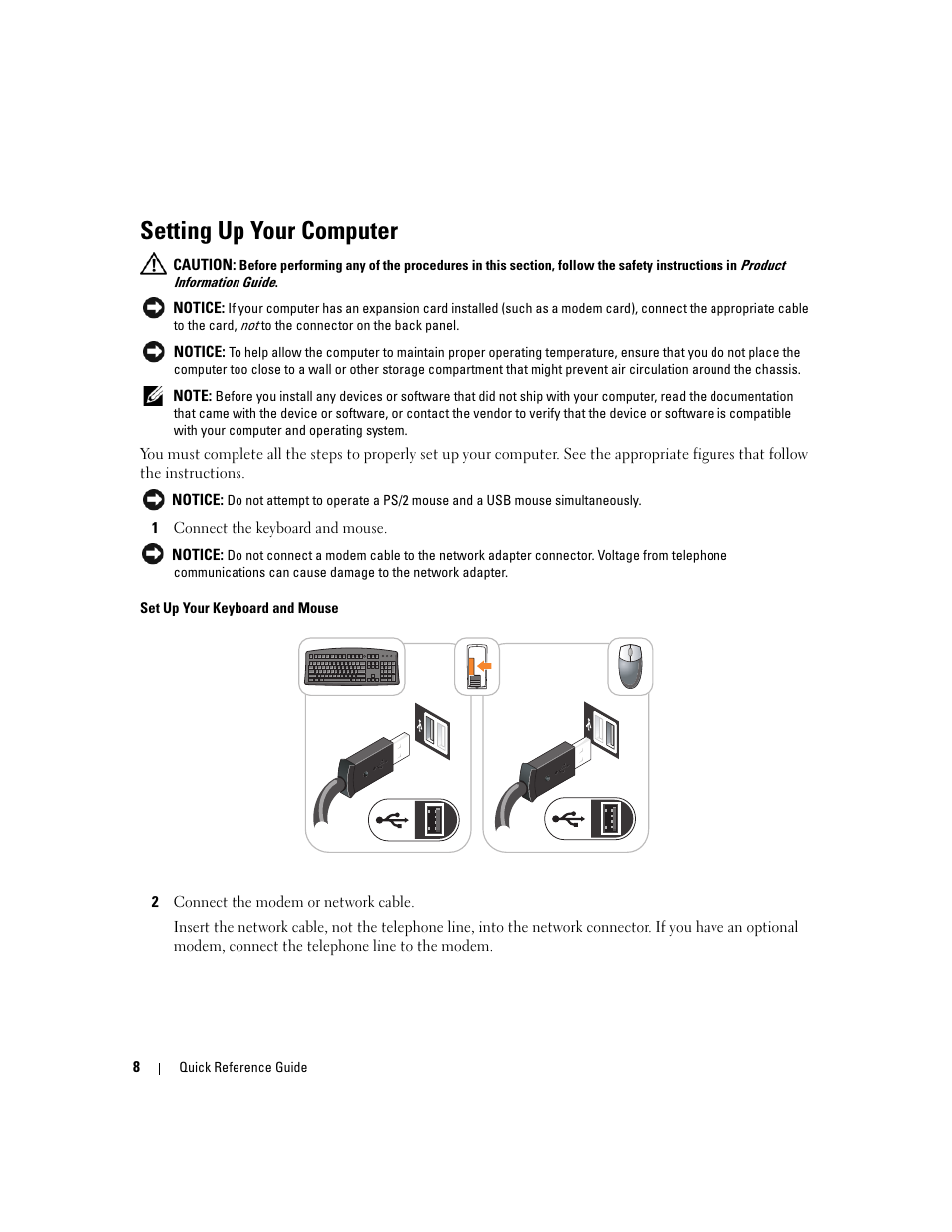 Setting up your computer | Dell OptiPlex 320 User Manual | Page 8 / 266