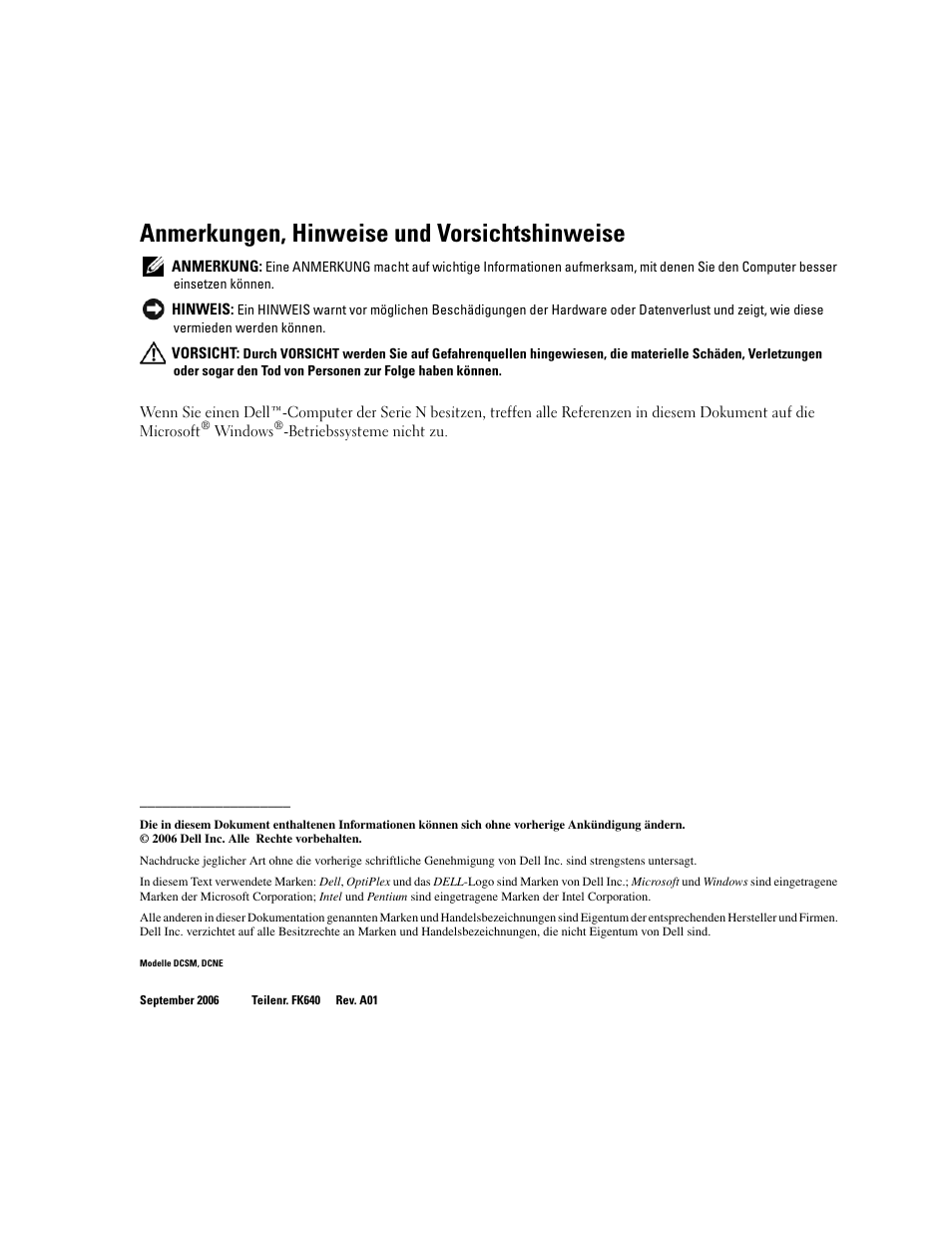 Anmerkungen, hinweise und vorsichtshinweise | Dell OptiPlex 320 User Manual | Page 90 / 266