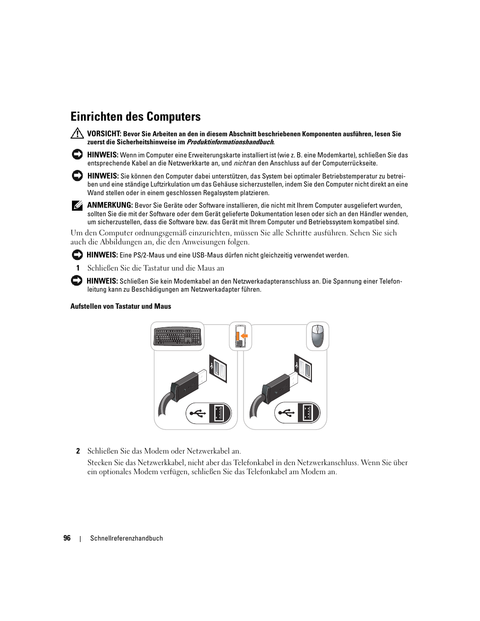 Einrichten des computers | Dell OptiPlex 320 User Manual | Page 96 / 266