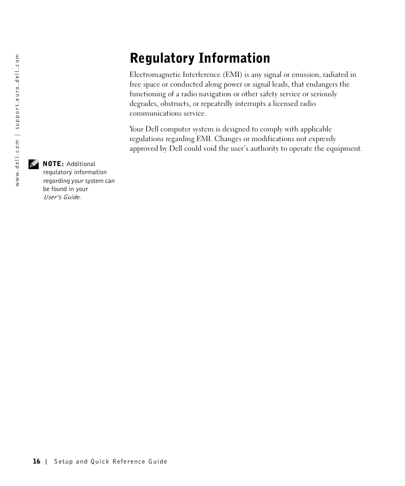 Regulatory information | Dell OptiPlex GX270 User Manual | Page 17 / 106