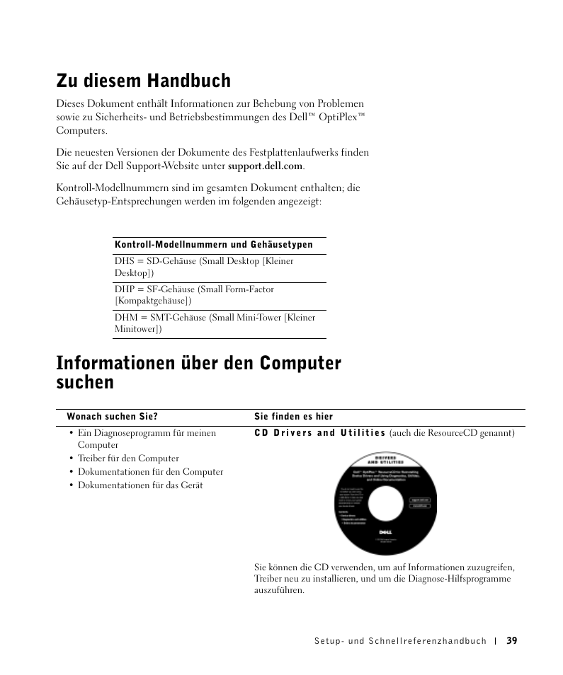 Zu diesem handbuch, Informationen über den computer suchen | Dell OptiPlex GX270 User Manual | Page 40 / 106