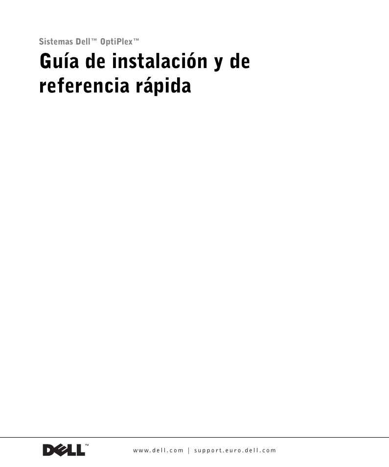 Guía de instalación y de referencia rápida | Dell OptiPlex GX270 User Manual | Page 70 / 106