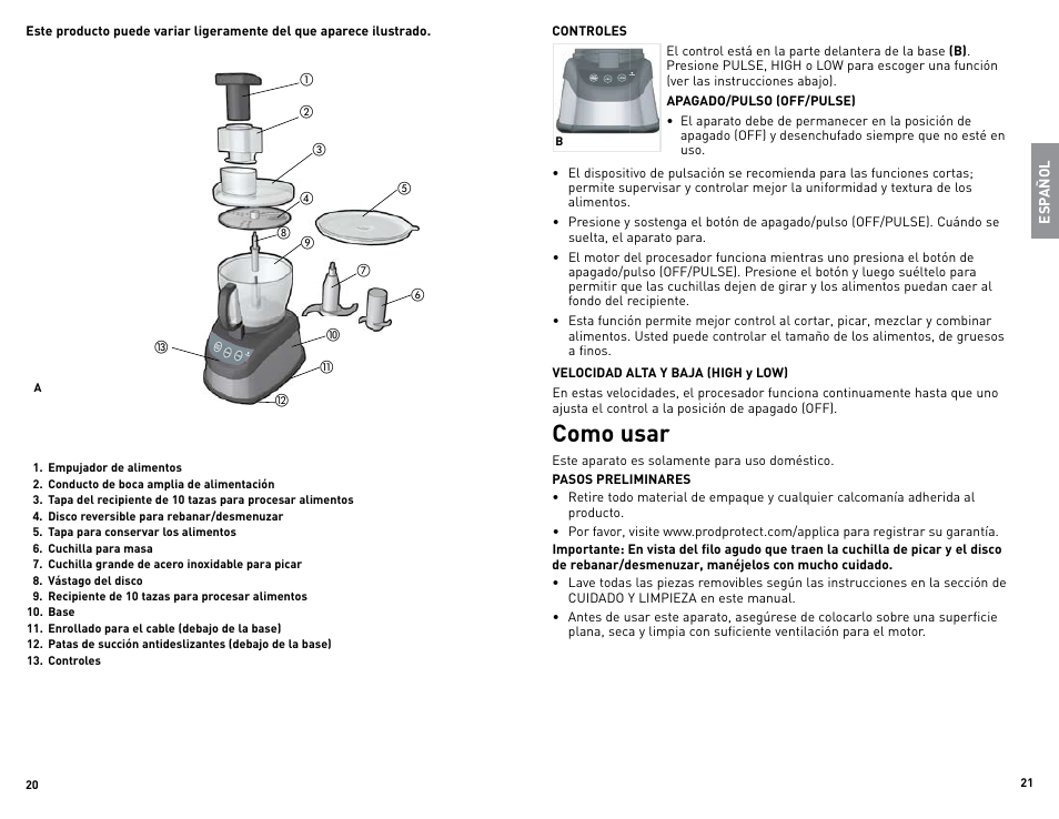 Como usar | Black & Decker FP2500 User Manual | Page 11 / 21