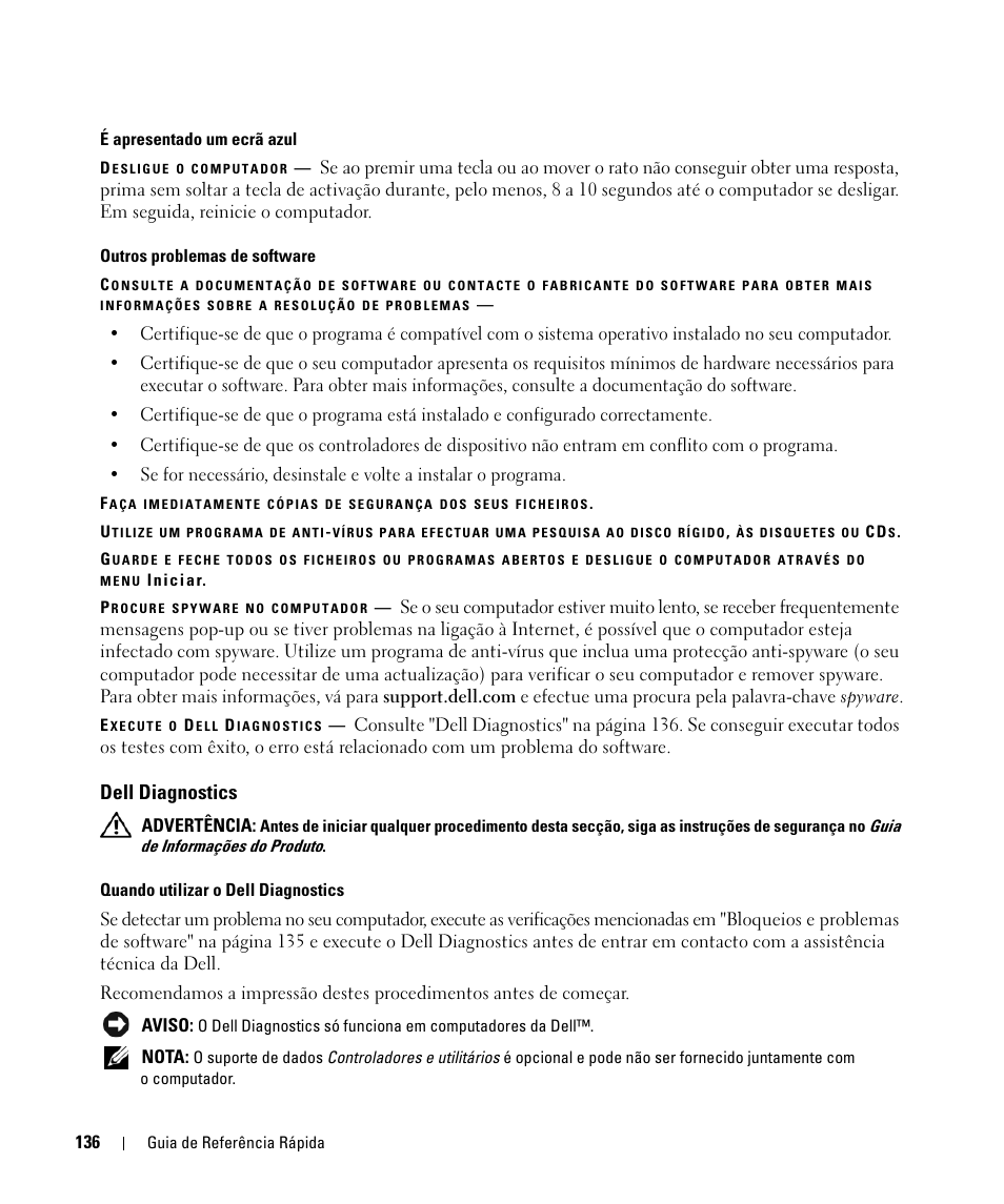 Dell diagnostics | Dell Latitude D631 (Early 2009) User Manual | Page 136 / 166