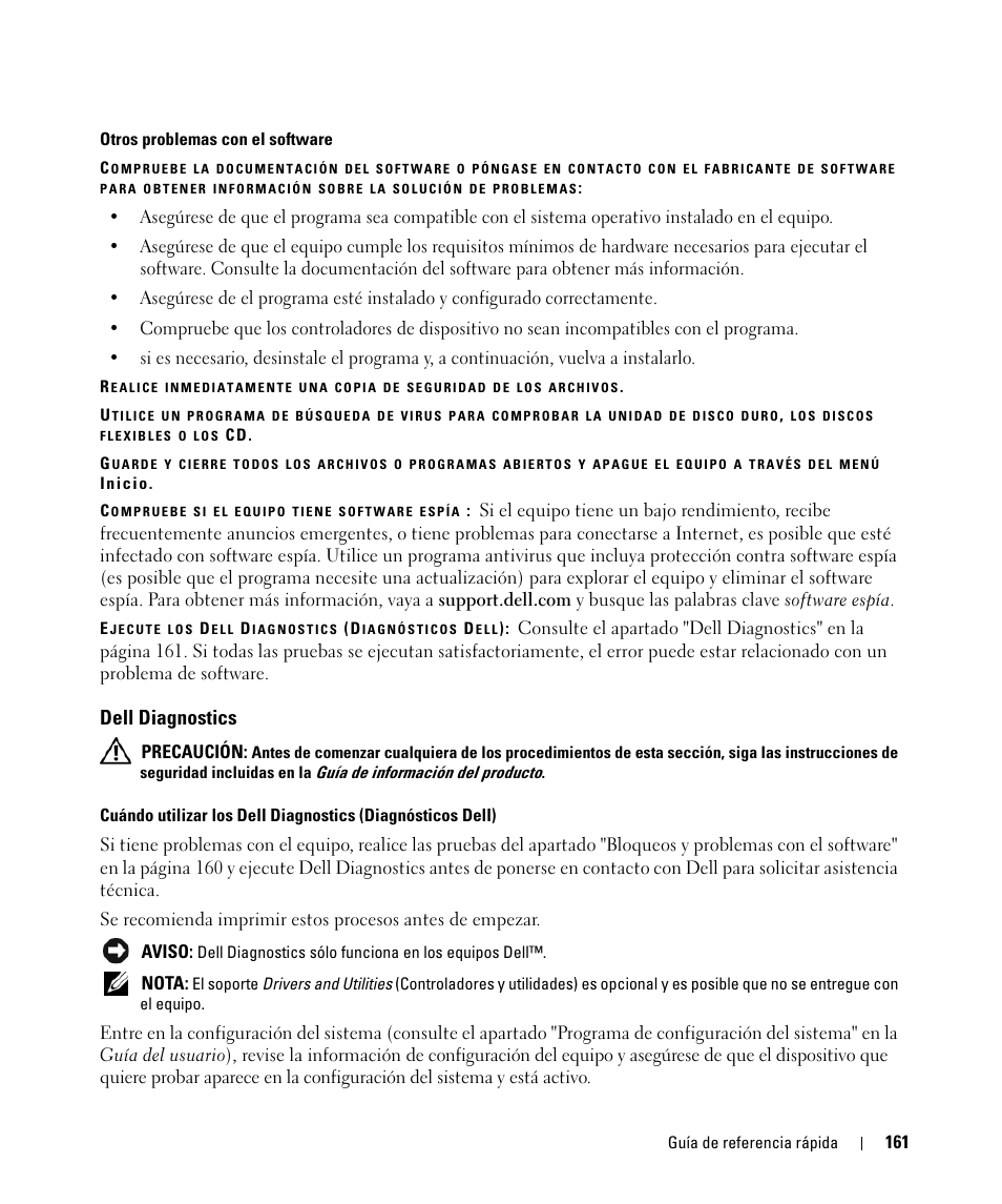 Dell diagnostics | Dell Latitude D631 (Early 2009) User Manual | Page 161 / 166