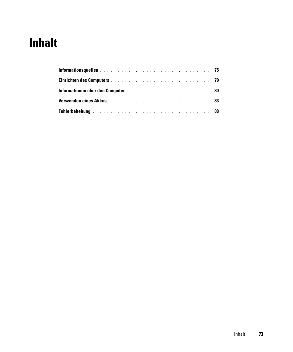 Inhalt | Dell Latitude D631 (Early 2009) User Manual | Page 73 / 166