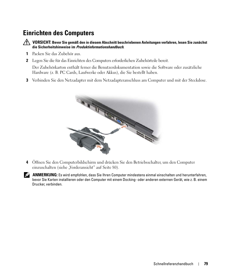 Einrichten des computers | Dell Latitude D631 (Early 2009) User Manual | Page 79 / 166