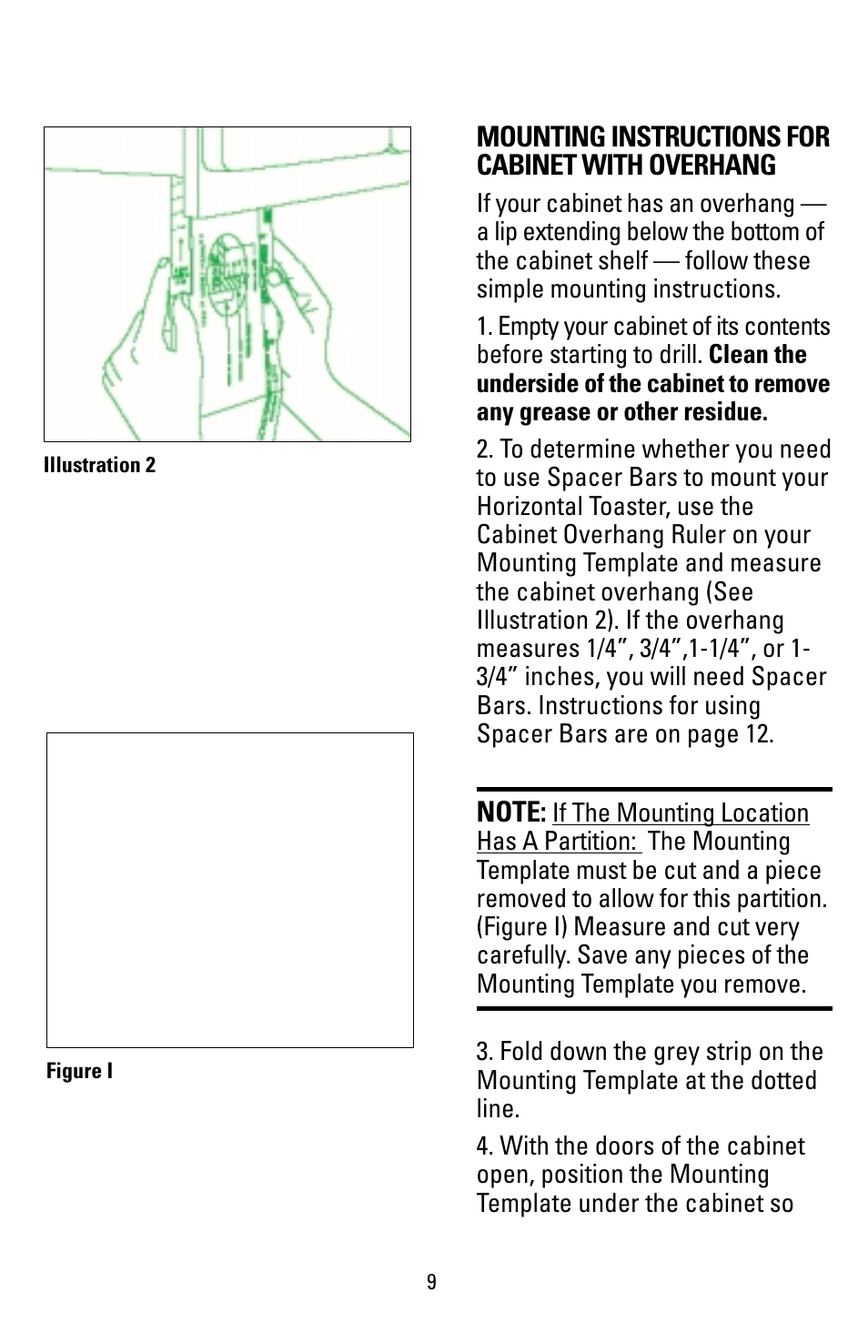 Mounting instructions for cabinet with overhang | Black & Decker T1000 User Manual | Page 9 / 24