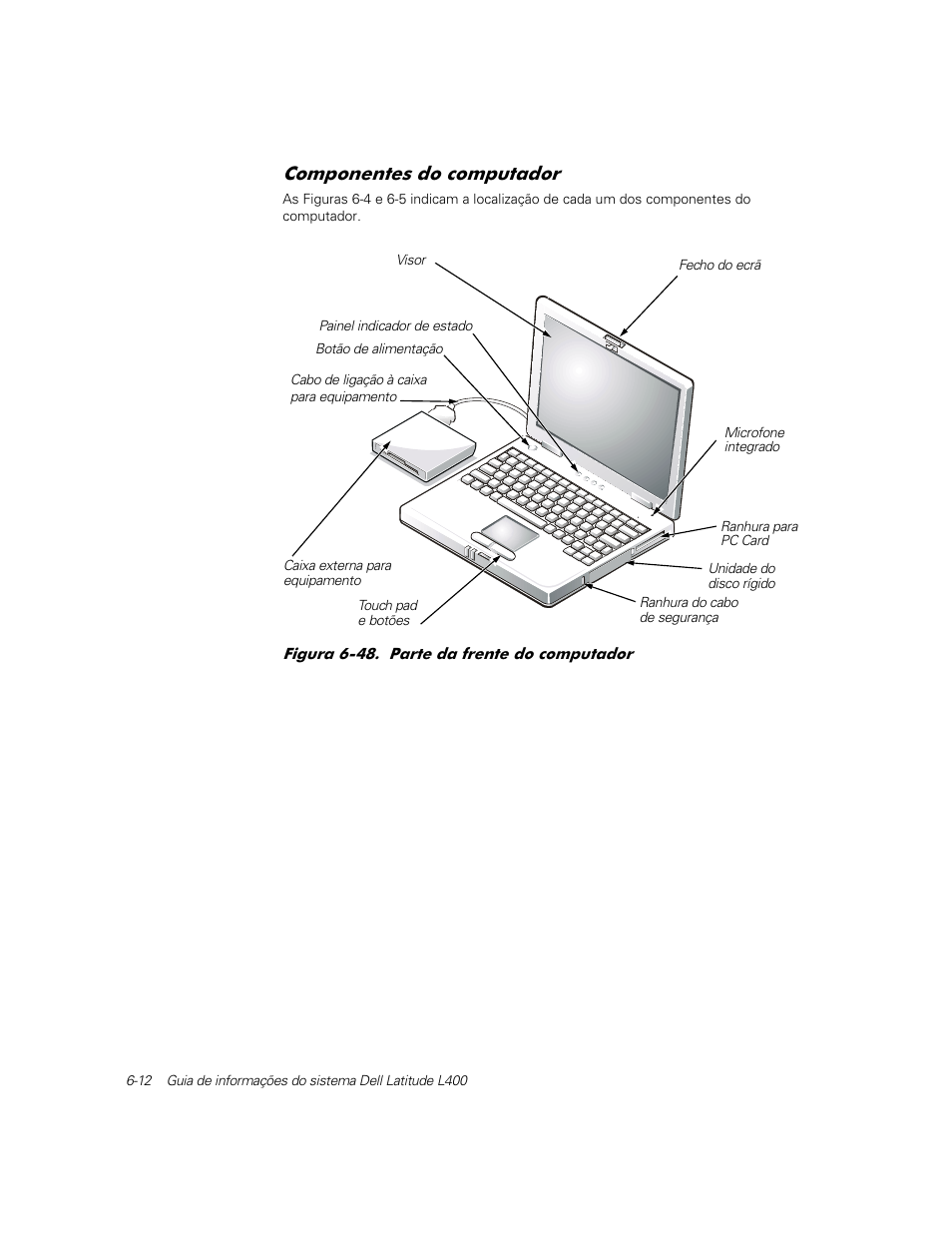 Componentes do computador, Rpsrqhqwhv gr frpsxwdgru | Dell Latitude L400 User Manual | Page 106 / 126