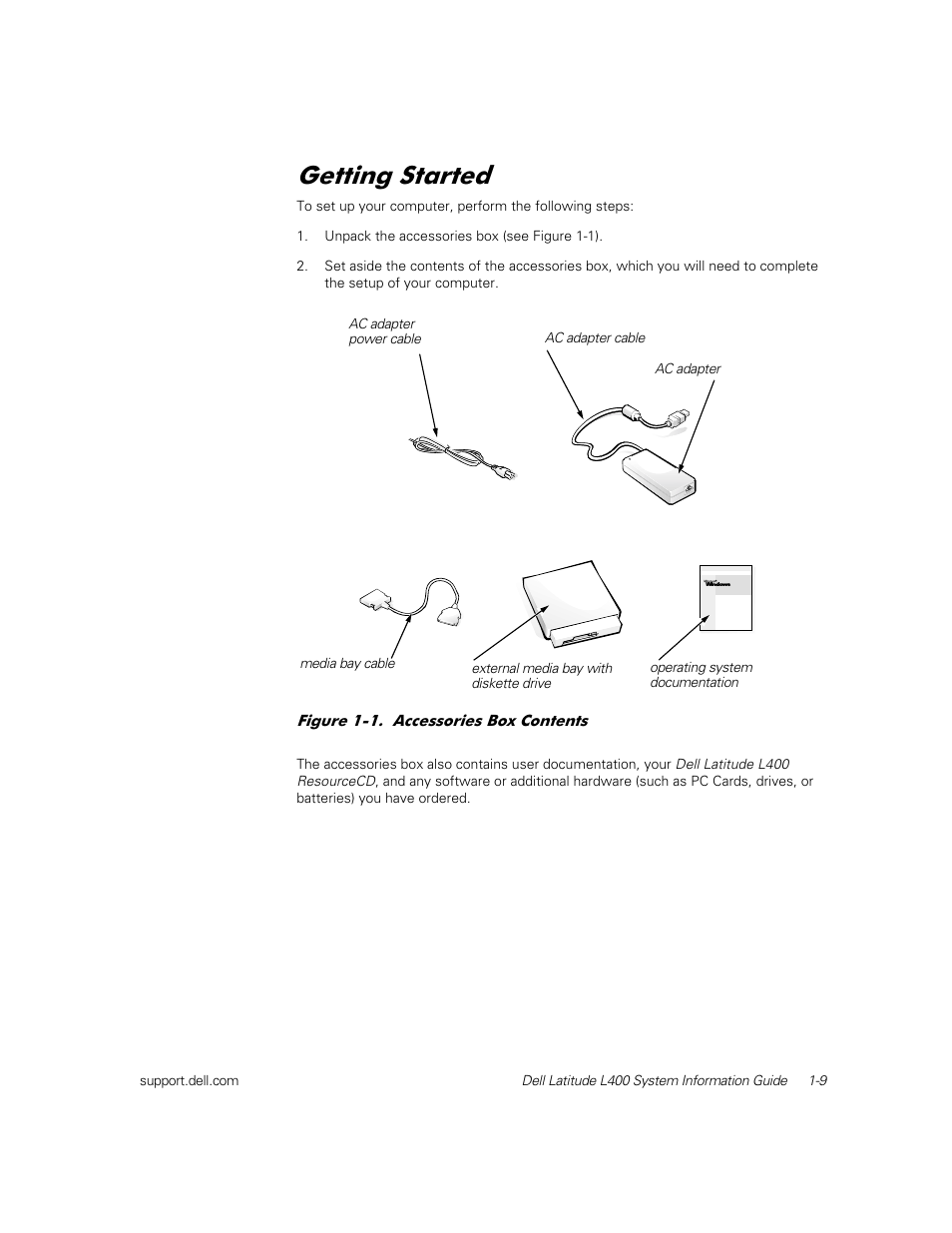 Getting started, Hwwlqj 6wduwhg | Dell Latitude L400 User Manual | Page 11 / 126