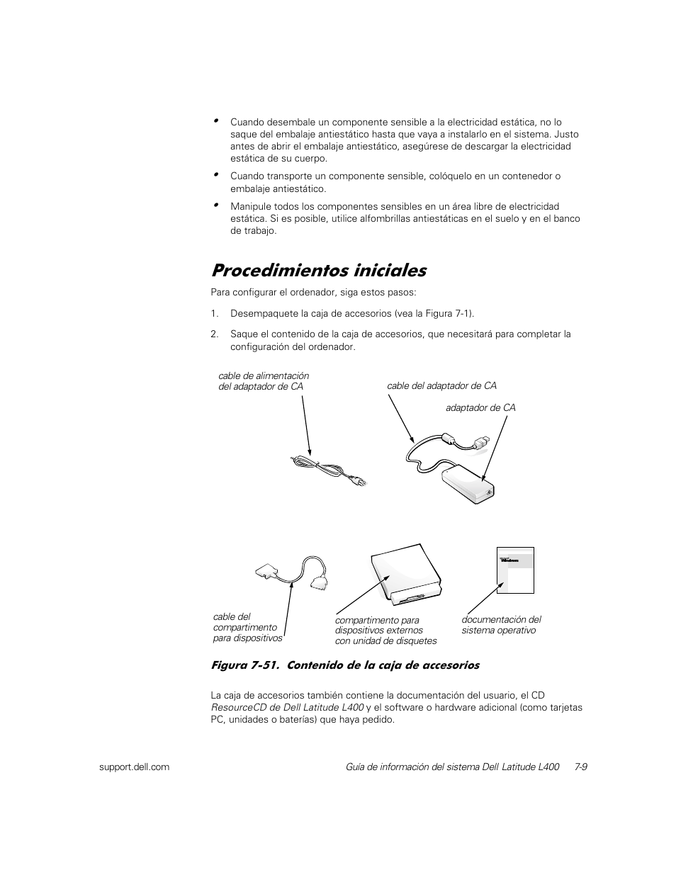 Procedimientos iniciales, 3urfhglplhqwrv lqlfldohv | Dell Latitude L400 User Manual | Page 119 / 126