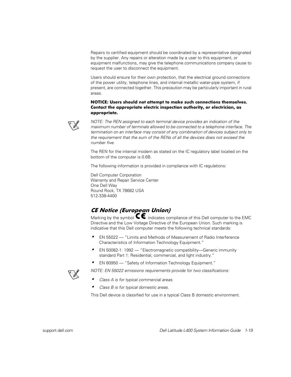 Ce notice (european union) | Dell Latitude L400 User Manual | Page 21 / 126