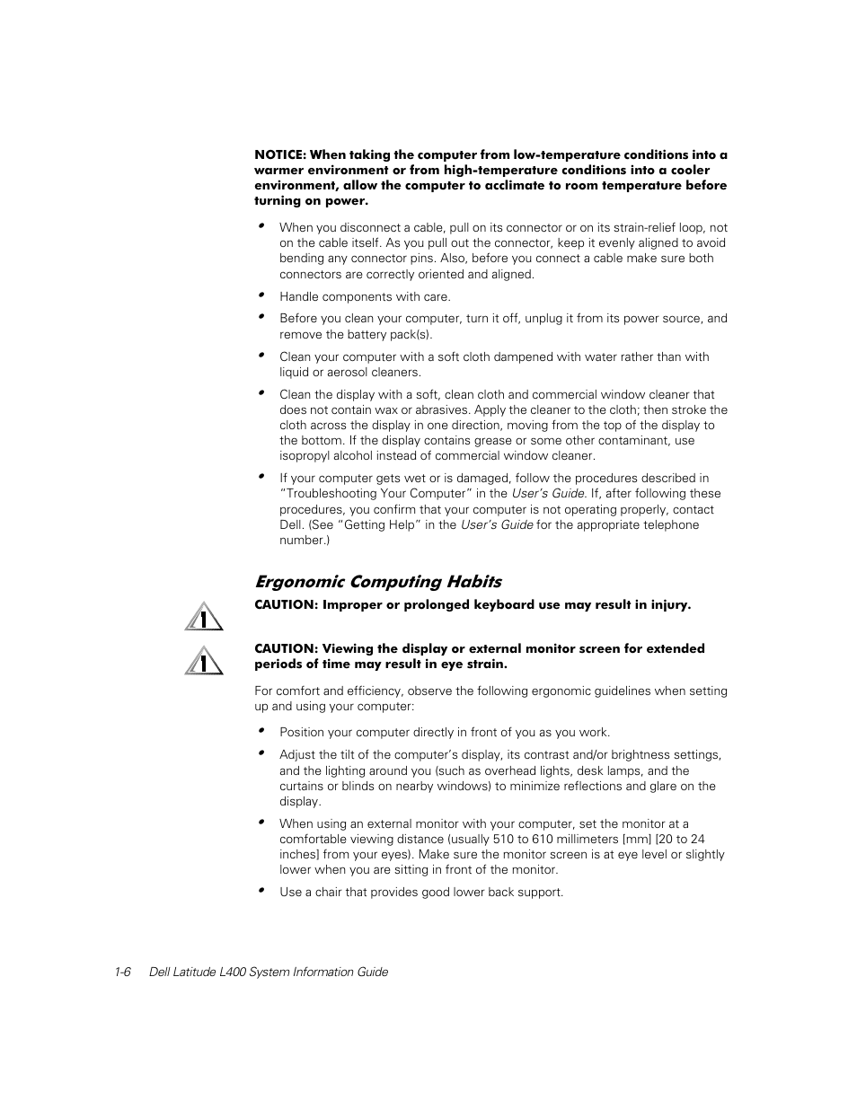 Ergonomic computing habits | Dell Latitude L400 User Manual | Page 8 / 126