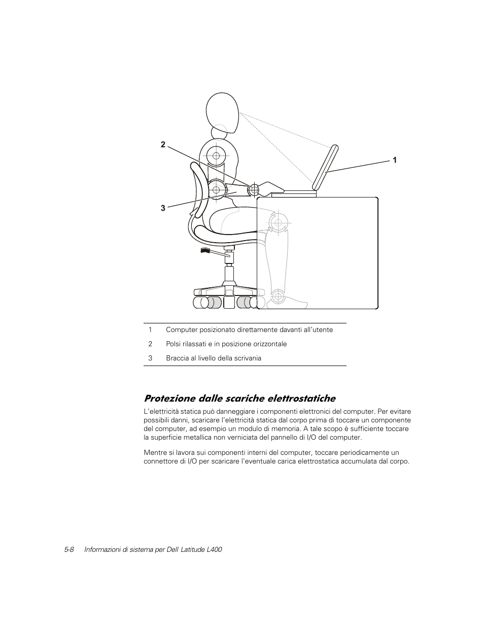 Protezione dalle scariche elettrostatiche, 3urwh]lrqh gdooh vfdulfkh hohwwurvwdwlfkh | Dell Latitude L400 User Manual | Page 86 / 126