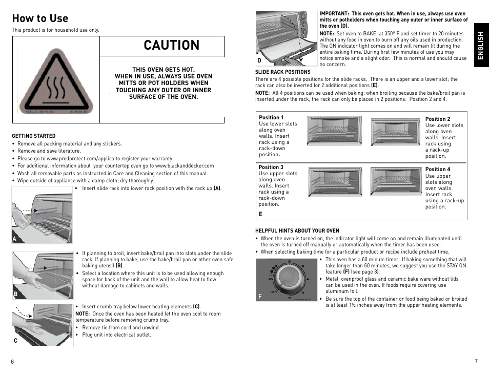 Caution, How to use | Black & Decker CTO800 User Manual | Page 4 / 23