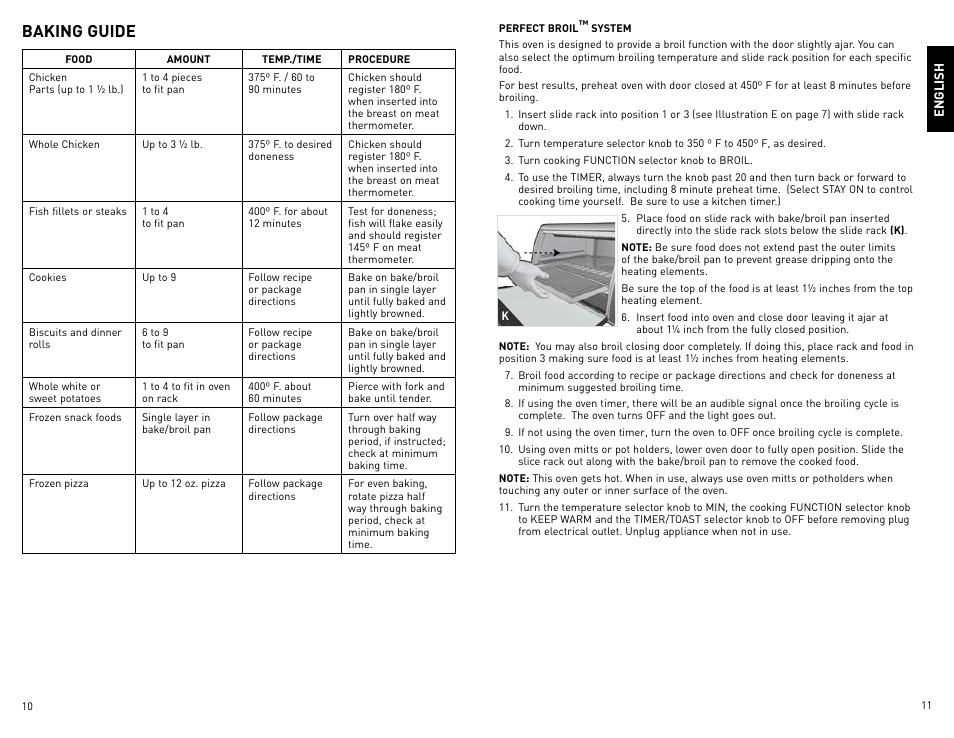 Baking guide | Black & Decker CTO800 User Manual | Page 6 / 23