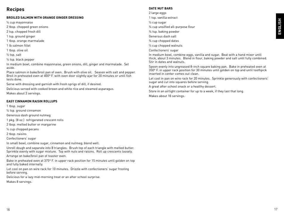 Recipes | Black & Decker CTO800 User Manual | Page 9 / 23