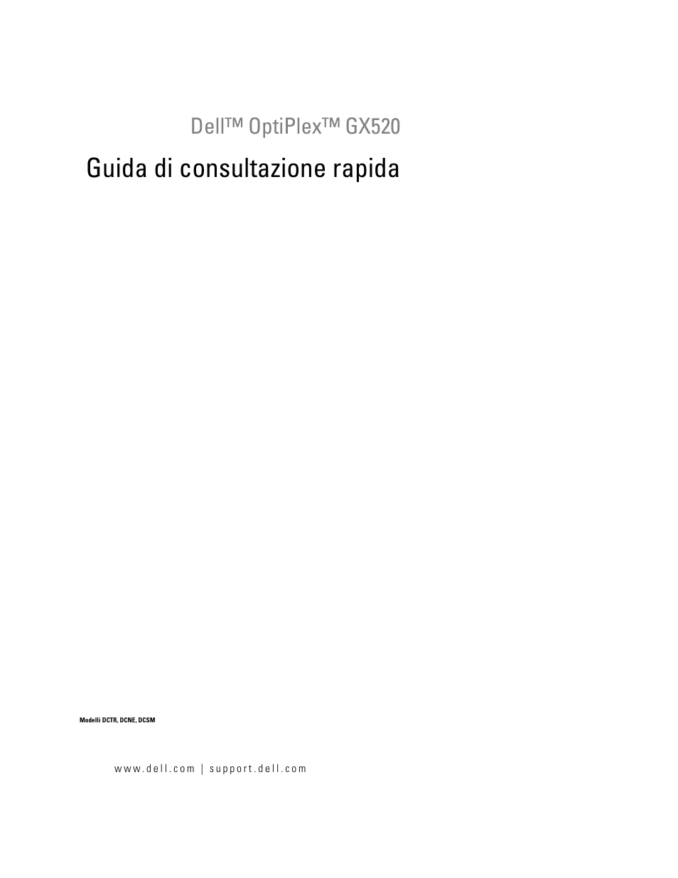 Guida di consultazione rapida, Dell™ optiplex™ gx520 | Dell OptiPlex GX520 User Manual | Page 133 / 266