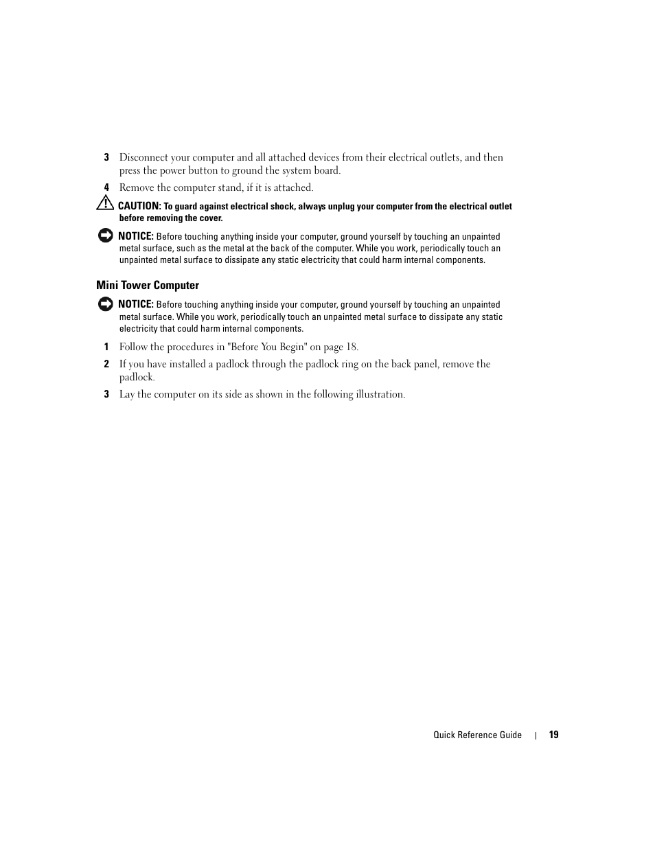 Mini tower computer | Dell OptiPlex GX520 User Manual | Page 19 / 266