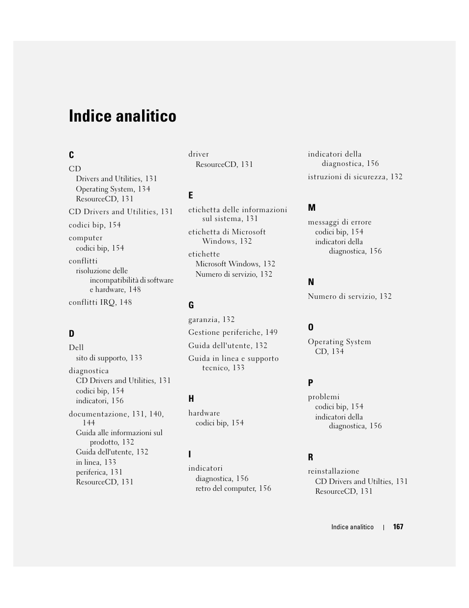Indice analitico | Dell Precision 670 User Manual | Page 167 / 210