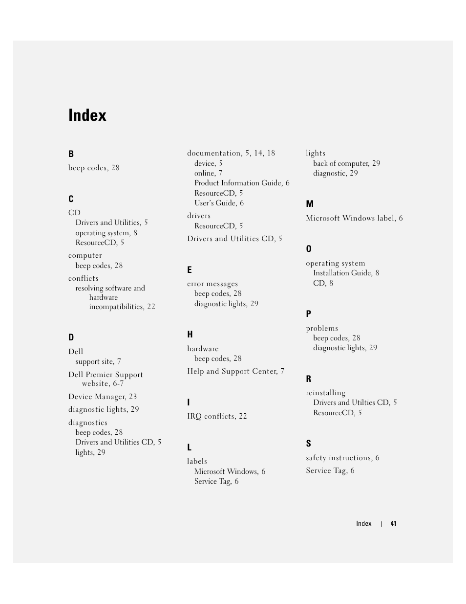 Index | Dell Precision 670 User Manual | Page 41 / 210