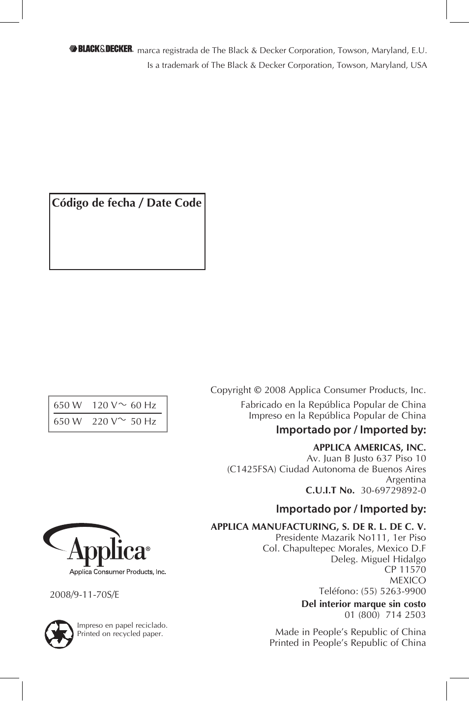 Black & Decker DCM601B User Manual | Page 11 / 11