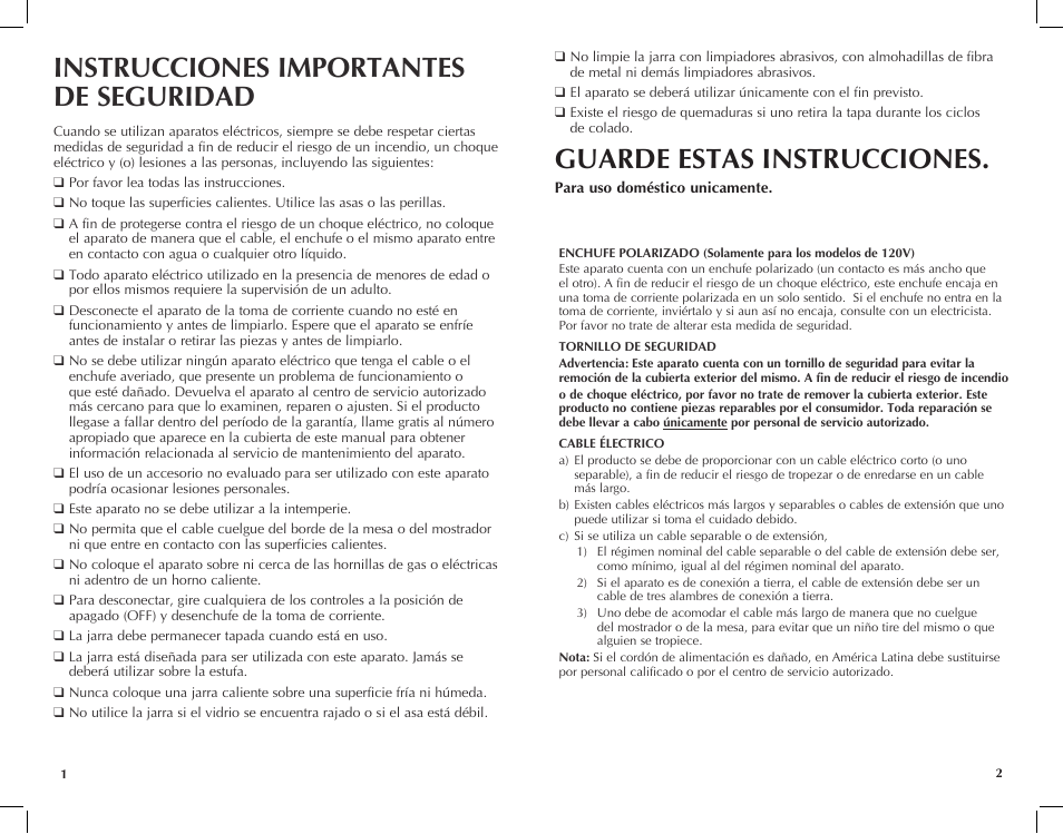 Instrucciones importantes de seguridad, Guarde estas instrucciones | Black & Decker DCM601B User Manual | Page 2 / 11