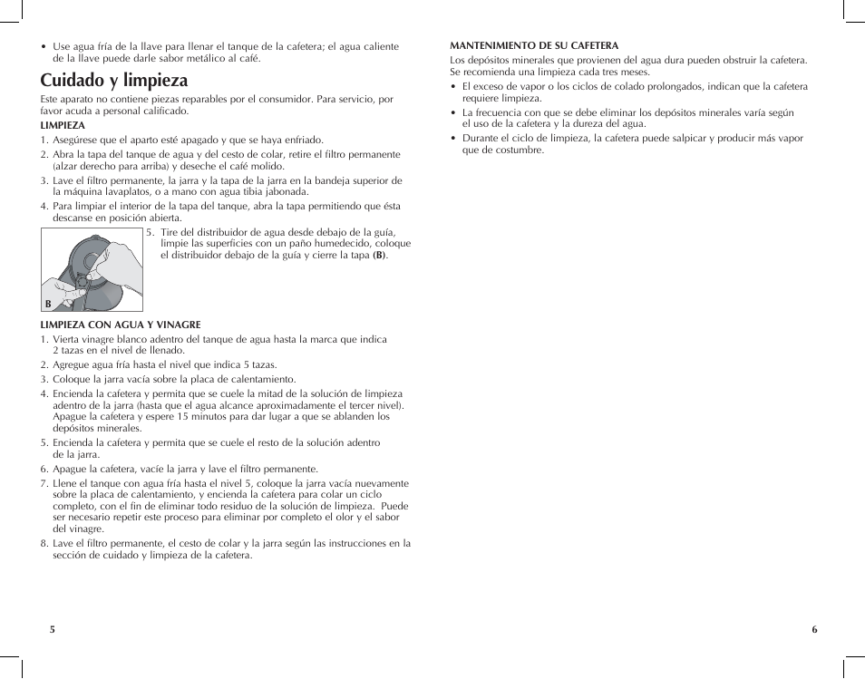 Cuidado y limpieza | Black & Decker DCM601B User Manual | Page 4 / 11