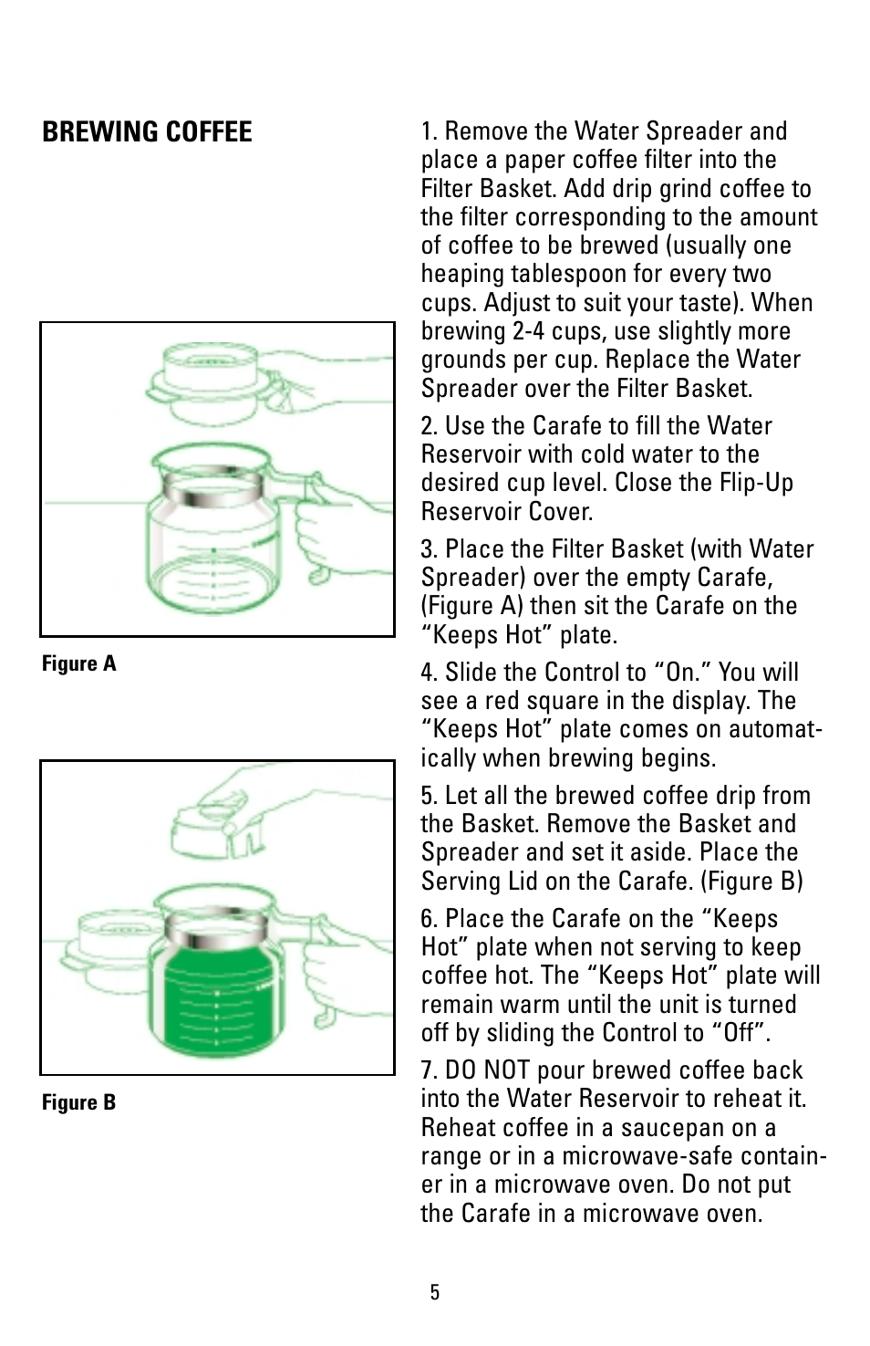 Brewing coffee | Black & Decker DCM12WH User Manual | Page 5 / 12