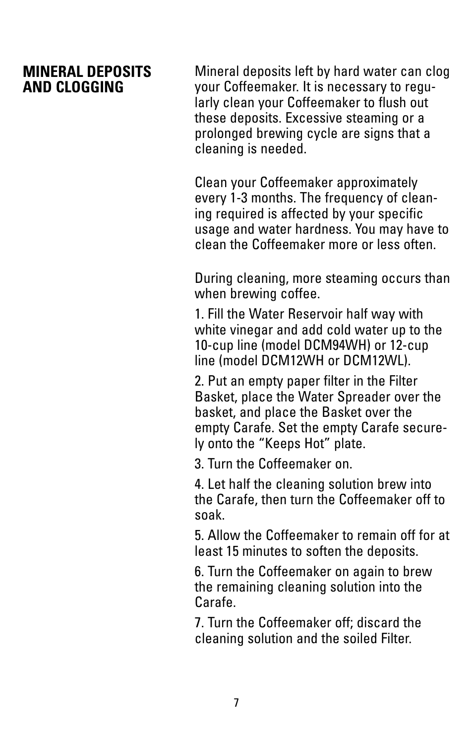 Clogging | Black & Decker DCM12WH User Manual | Page 7 / 12