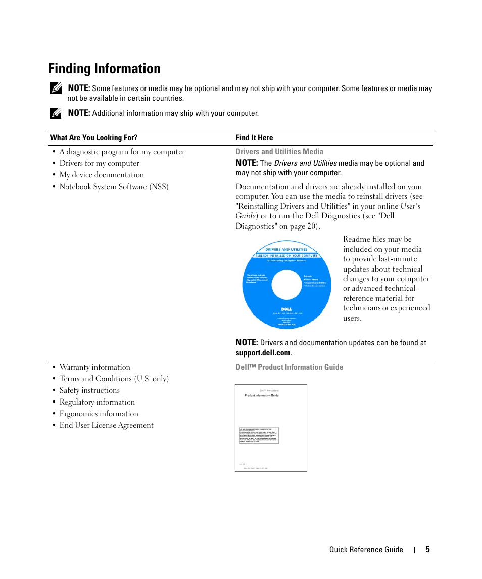 Finding information | Dell Latitude D830 (Early 2007) User Manual | Page 5 / 156
