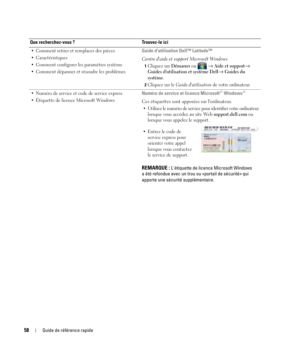 Dell Latitude D830 (Early 2007) User Manual | Page 58 / 156