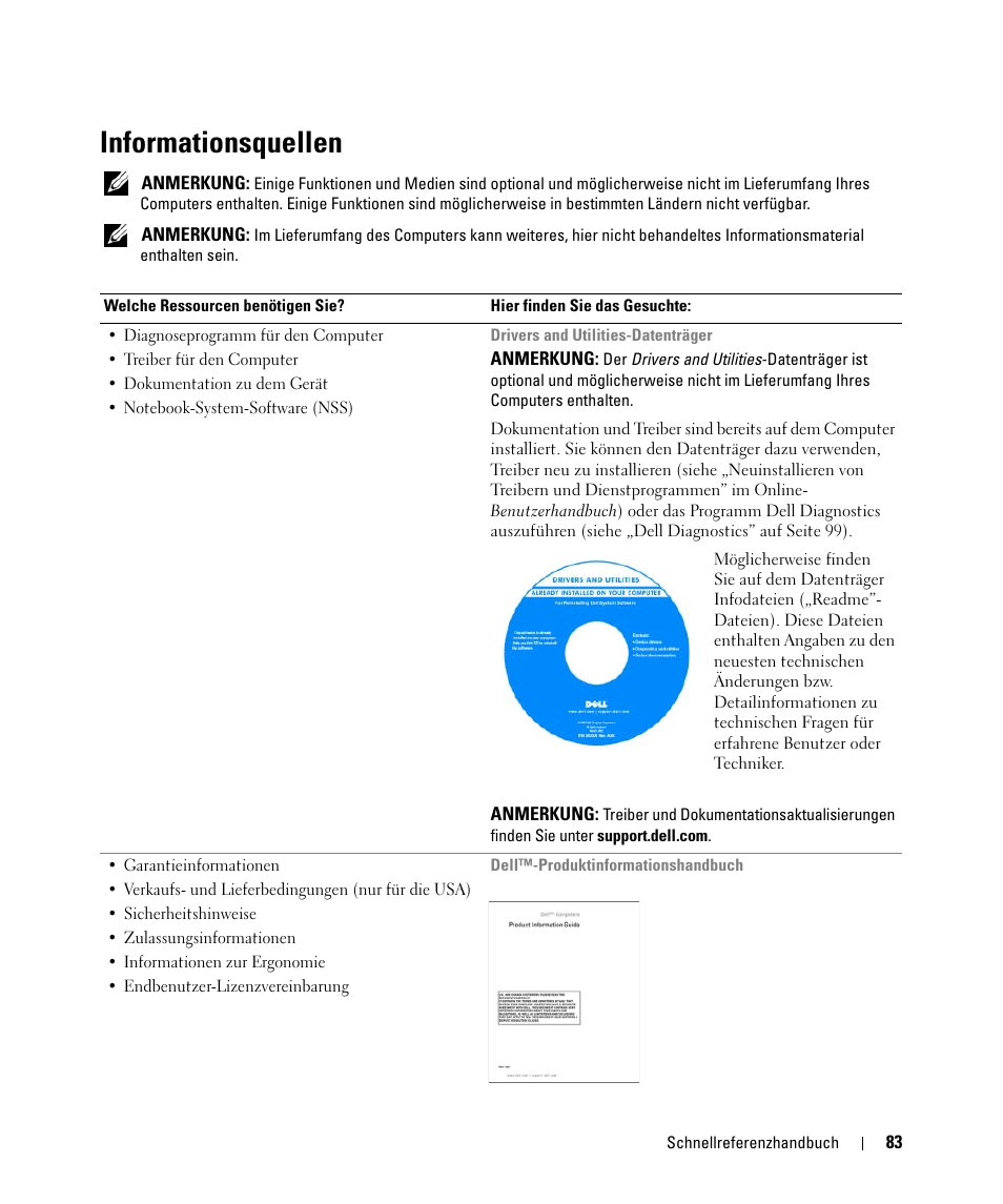 Informationsquellen | Dell Latitude D830 (Early 2007) User Manual | Page 83 / 156
