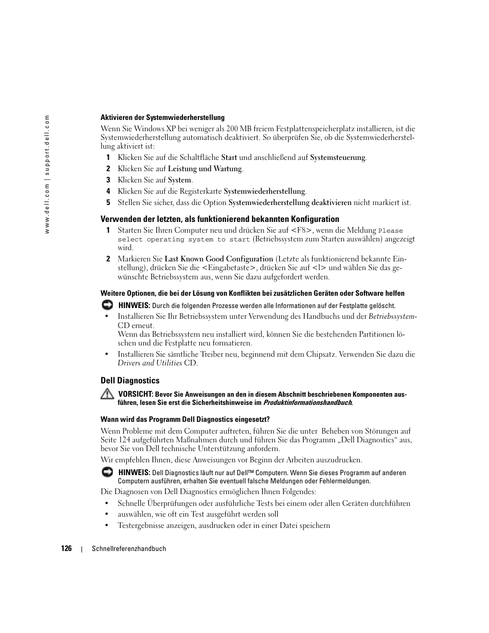 Dell diagnostics | Dell Precision 380 User Manual | Page 126 / 230