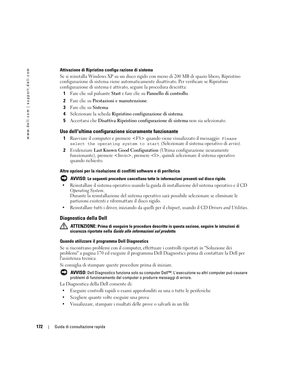 Diagnostica della dell | Dell Precision 380 User Manual | Page 172 / 230