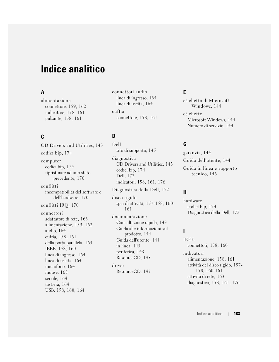 Indice analitico | Dell Precision 380 User Manual | Page 183 / 230