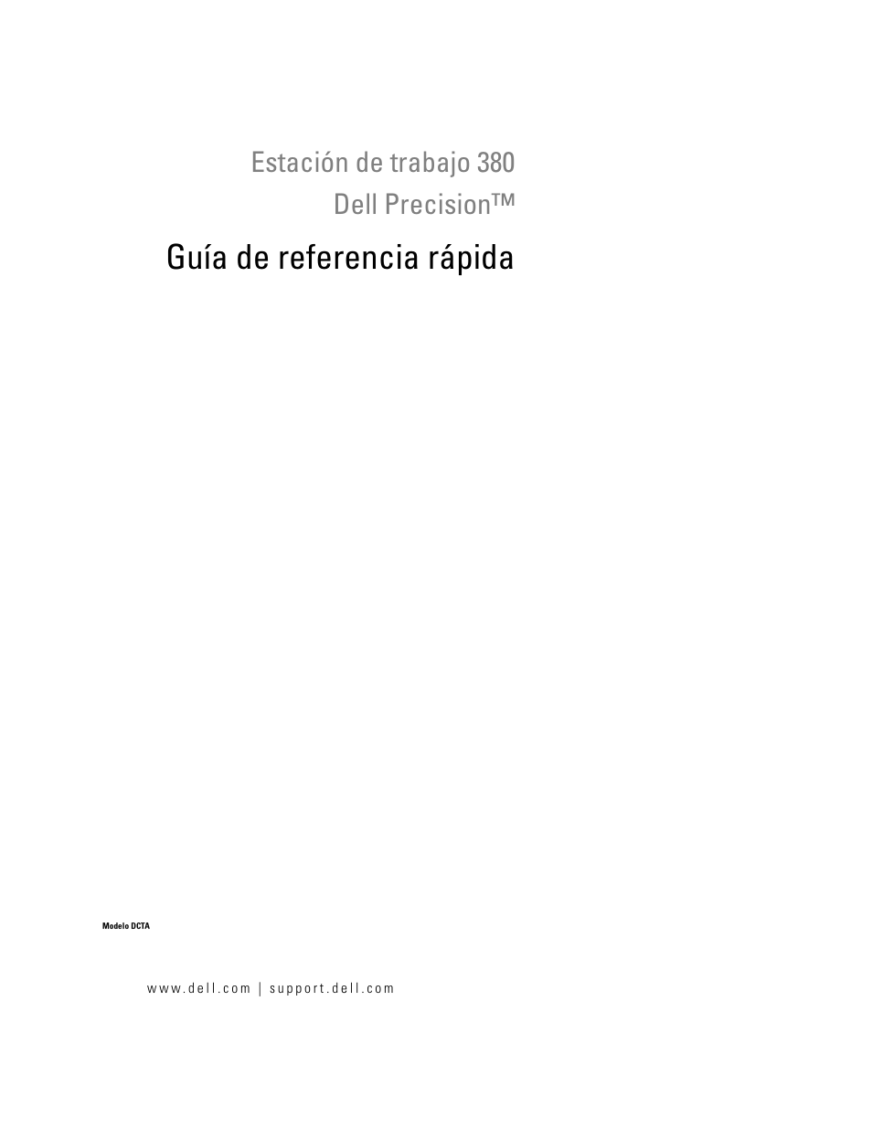 Guía de referencia rápida, Estación de trabajo 380 dell precision | Dell Precision 380 User Manual | Page 185 / 230