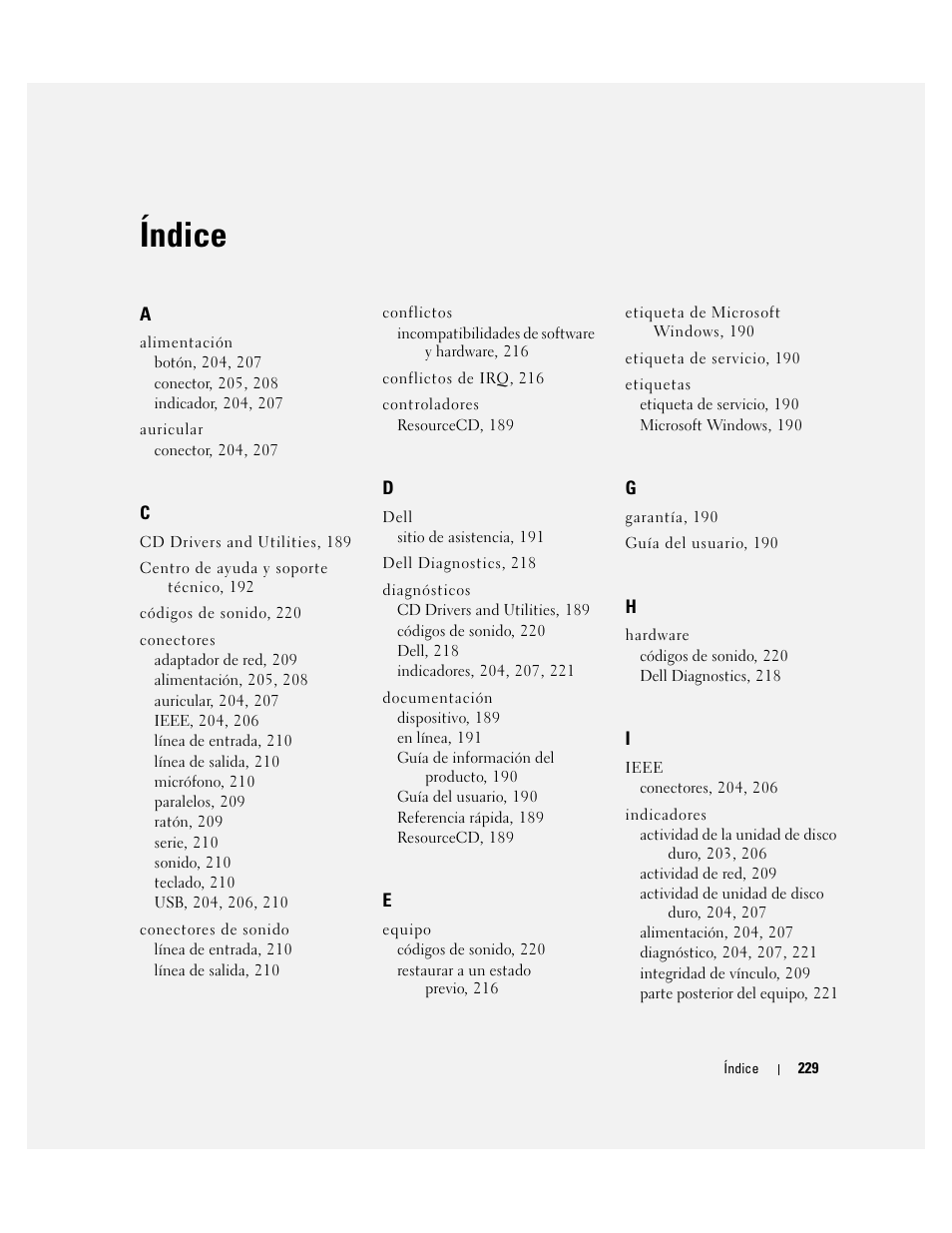 Índice | Dell Precision 380 User Manual | Page 229 / 230