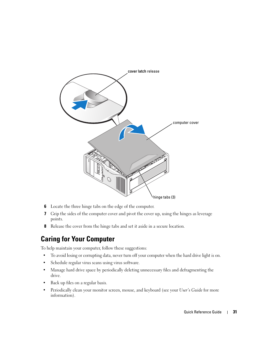 Caring for your computer | Dell Precision 380 User Manual | Page 31 / 230