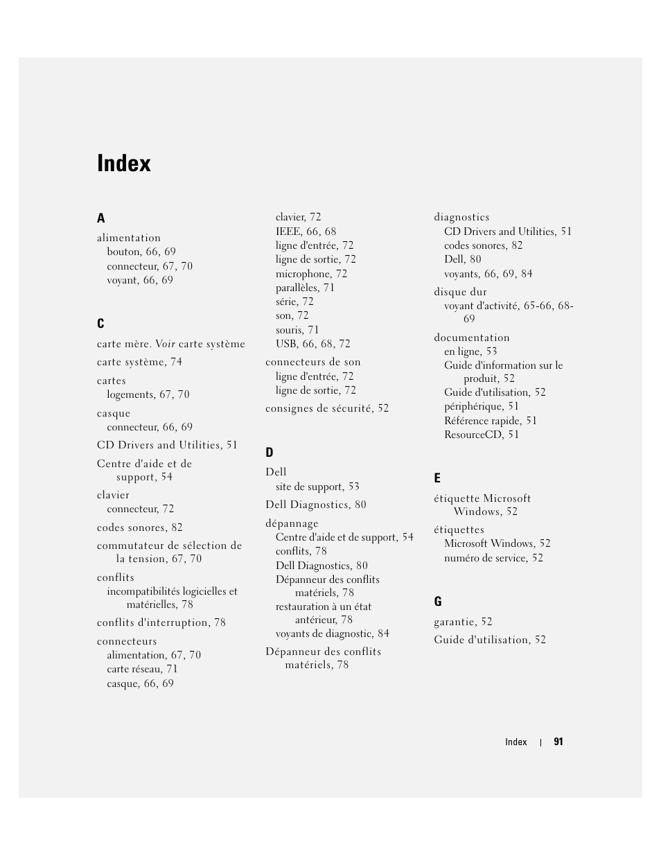 Index | Dell Precision 380 User Manual | Page 91 / 230