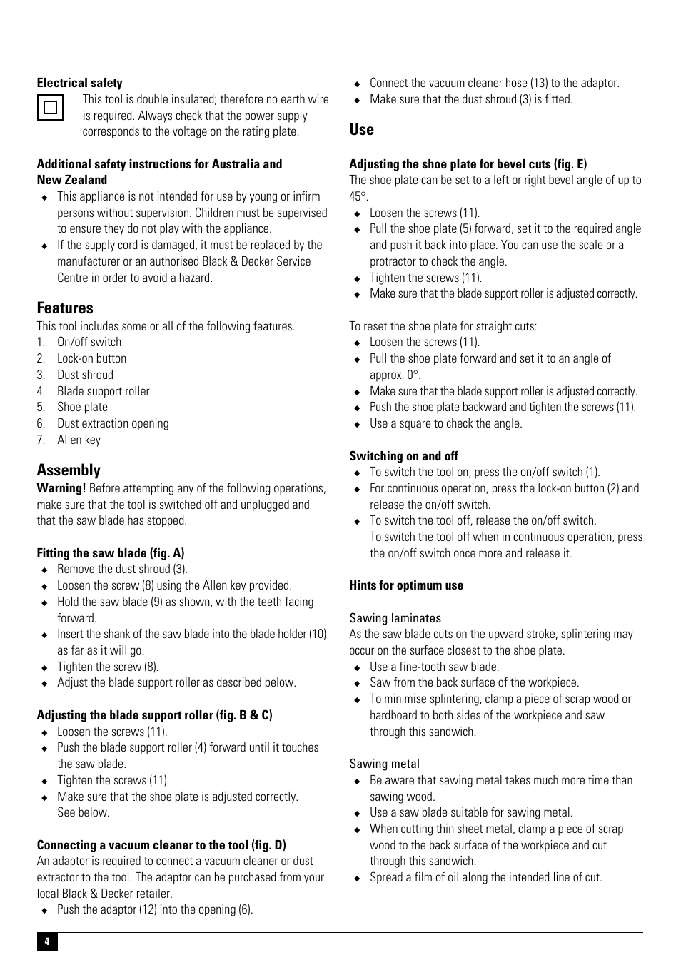 Features, Assembly | Black & Decker 487843-00 User Manual | Page 4 / 8