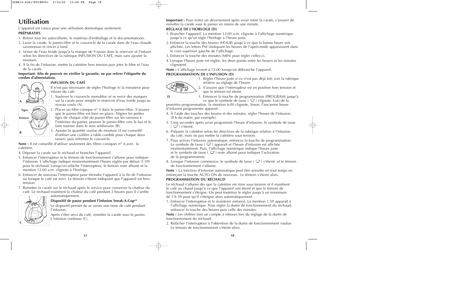 Utilisation | Black & Decker DCME10B User Manual | Page 10 / 15